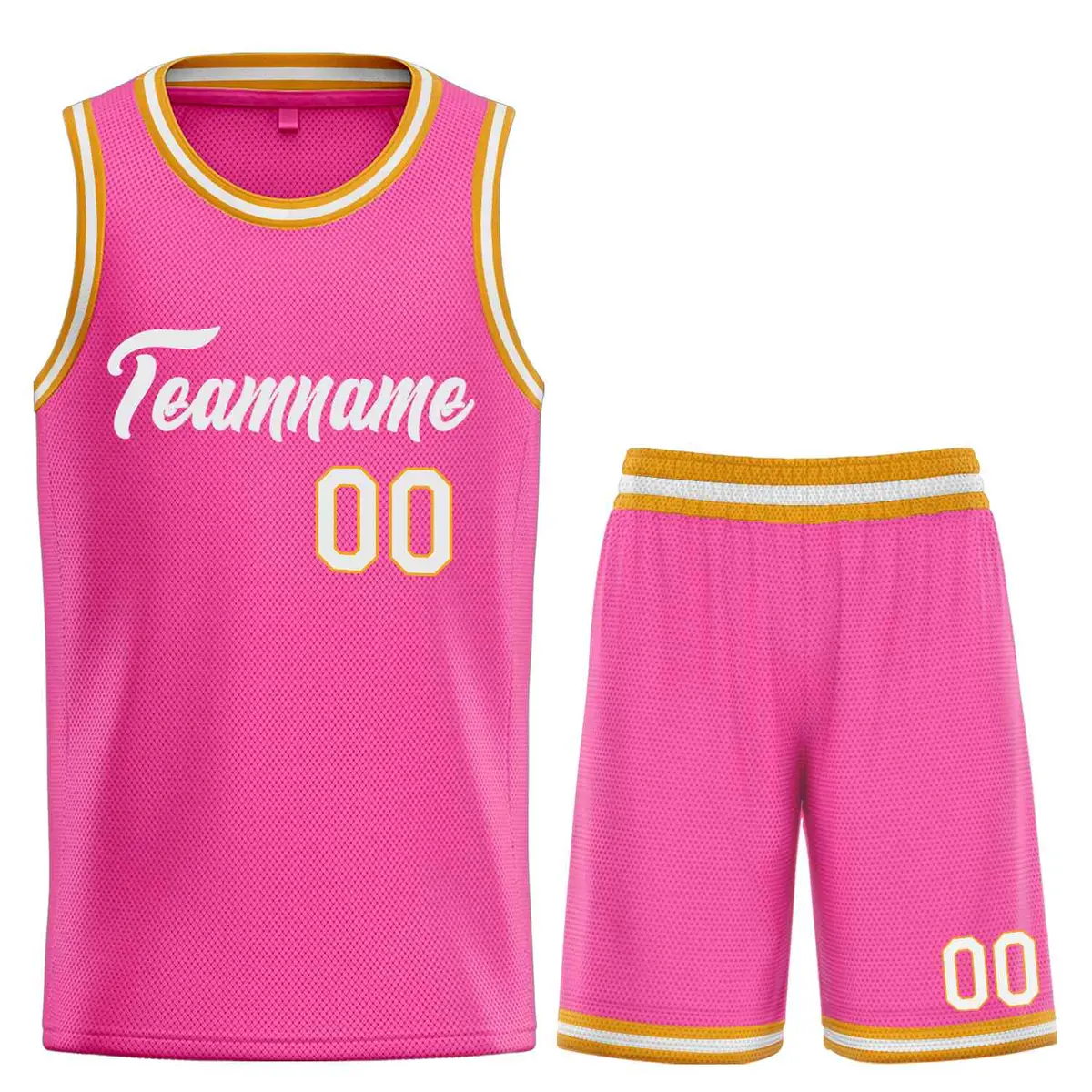 Classic Heal Basketball Jersey Pink White Sports Uniform