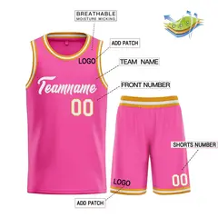 Classic Heal Basketball Jersey Pink White Sports Uniform 3