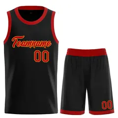 Classic Heal Sports Black Red-Yellow Basketball Jersey Set 1