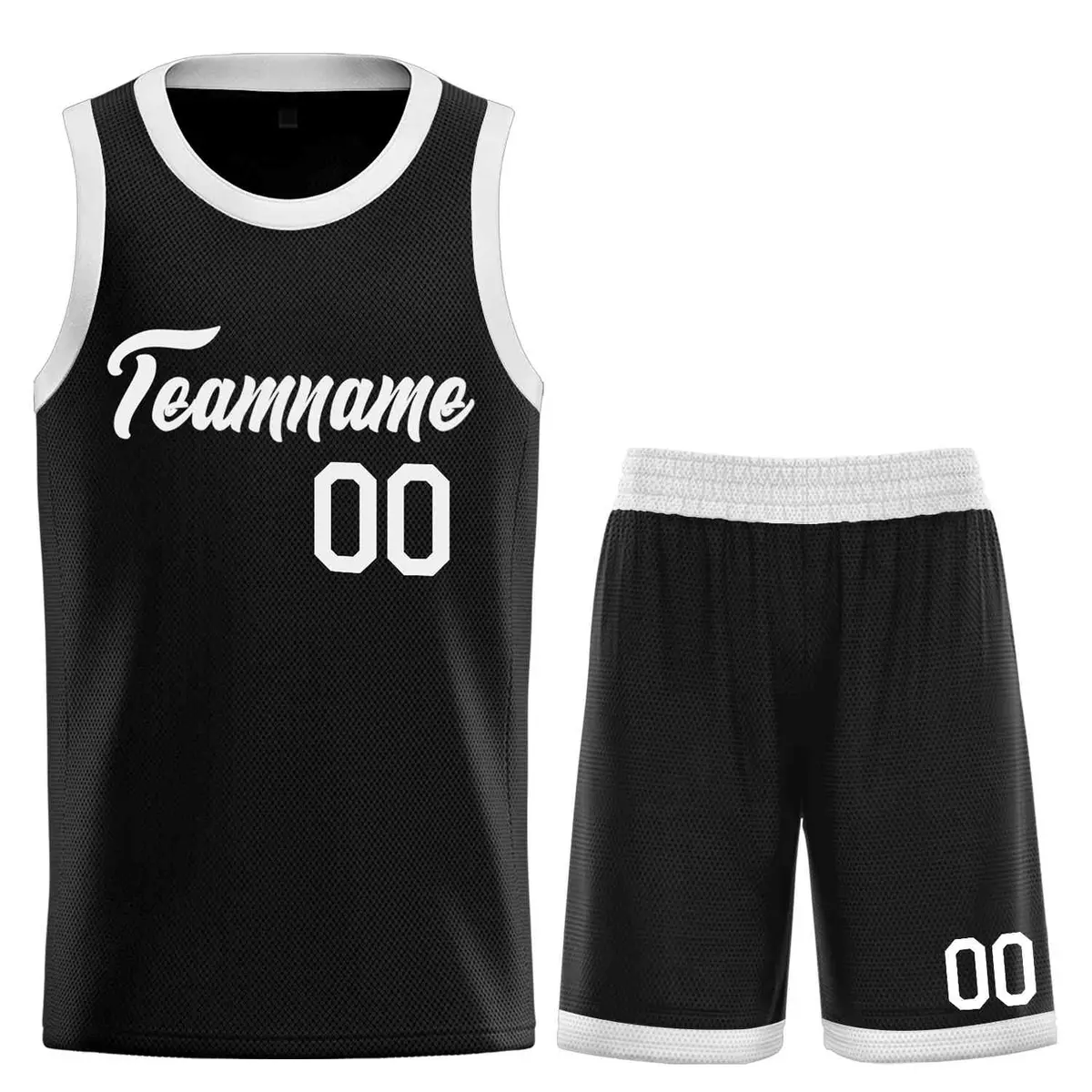 Classic Heal Sports Black White Basketball Jersey Set