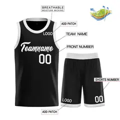 Classic Heal Sports Black White Basketball Jersey Set 3