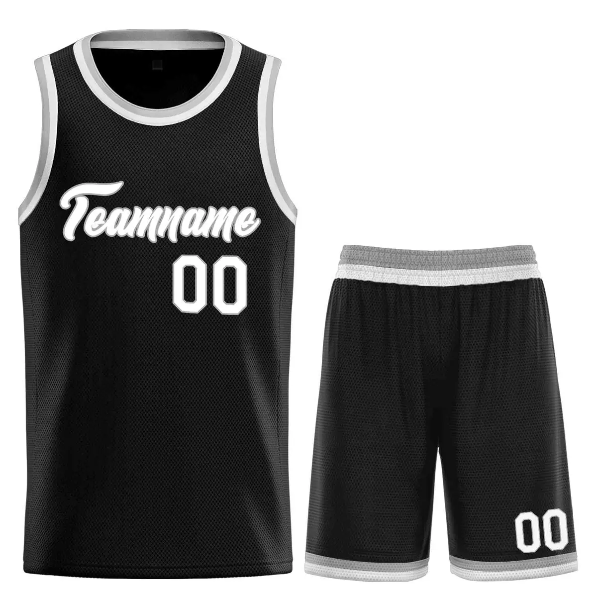 Classic Heal Sports Black White Basketball Jersey Set