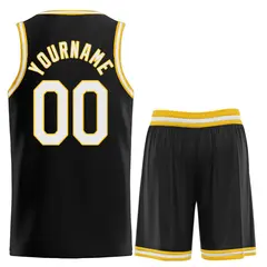 Classic Heal Sports Black White-Yellow Basketball Jersey Set 2