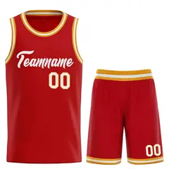 Classic Heal Sports Red White Basketball Jersey Set 1