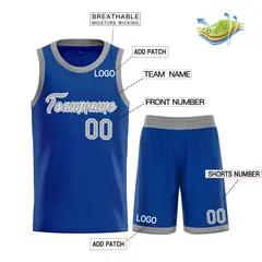 Classic Heal Sports Royal Gray-White Basketball Jersey Set 3