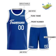 Classic Heal Sports Royal White Basketball Jersey Set 3