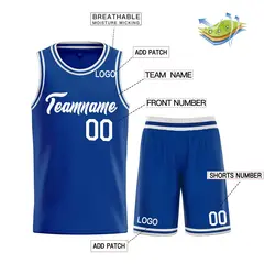 Classic Heal Sports Royal White Basketball Jersey Set 3