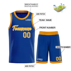 Classic Heal Sports Royal Yellow-White Basketball Jersey Set 3