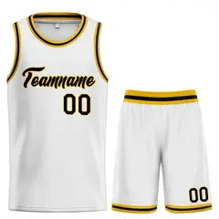 Classic Heal Sports White Black-Yellow Basketball Jersey Set