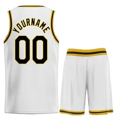 Classic Heal Sports White Black-Yellow Basketball Jersey Set 2