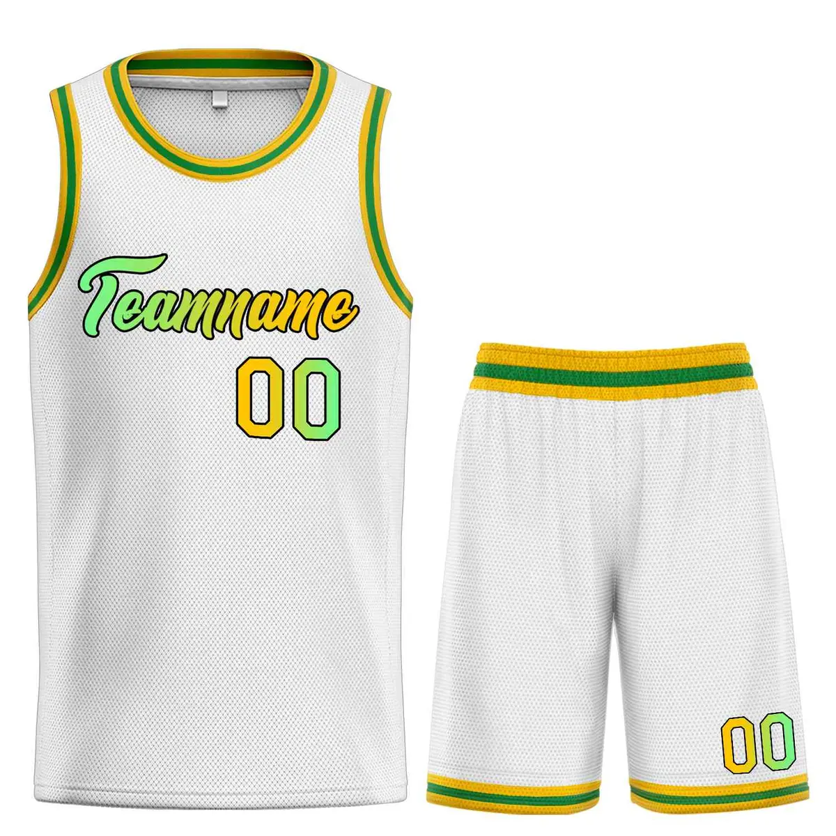 Classic Heal Sports White Green-Black Basketball Jersey Set