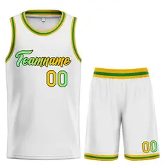 Classic Heal Sports White Green-Black Basketball Jersey Set 1