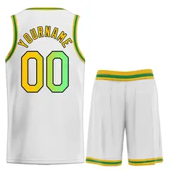 Classic Heal Sports White Green-Black Basketball Jersey Set 2