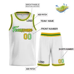 Classic Heal Sports White Green-Black Basketball Jersey Set 3