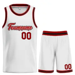 Classic Heal Sports White Maroon-Black Basketball Jersey Set 1