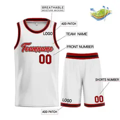 Classic Heal Sports White Maroon-Black Basketball Jersey Set 3