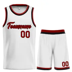 Classic Heal Sports White Maroon-Black Basketball Jersey Set