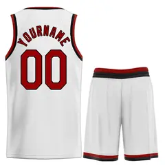 Classic Heal Sports White Maroon-Black Basketball Jersey Set 2