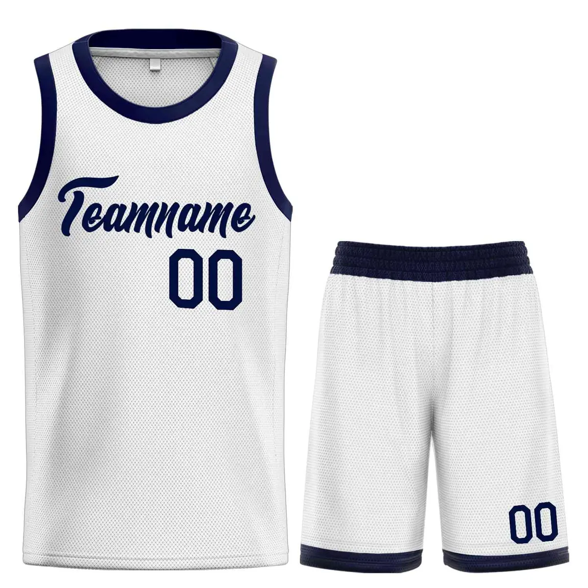 Classic Heal Sports White Navy Basketball Jersey Set