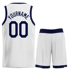 Classic Heal Sports White Navy Basketball Jersey Set 2