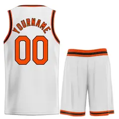 Classic Heal Sports White Orange-Black Basketball Jersey Set 2