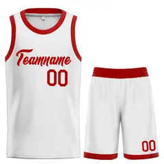 Classic Heal Sports White Red Basketball Jersey Set 1