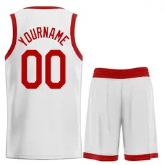 Classic Heal Sports White Red Basketball Jersey Set 2