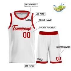 Classic Heal Sports White Red Basketball Jersey Set 3