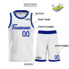 Classic Heal Sports White Royal Basketball Jersey Set 3