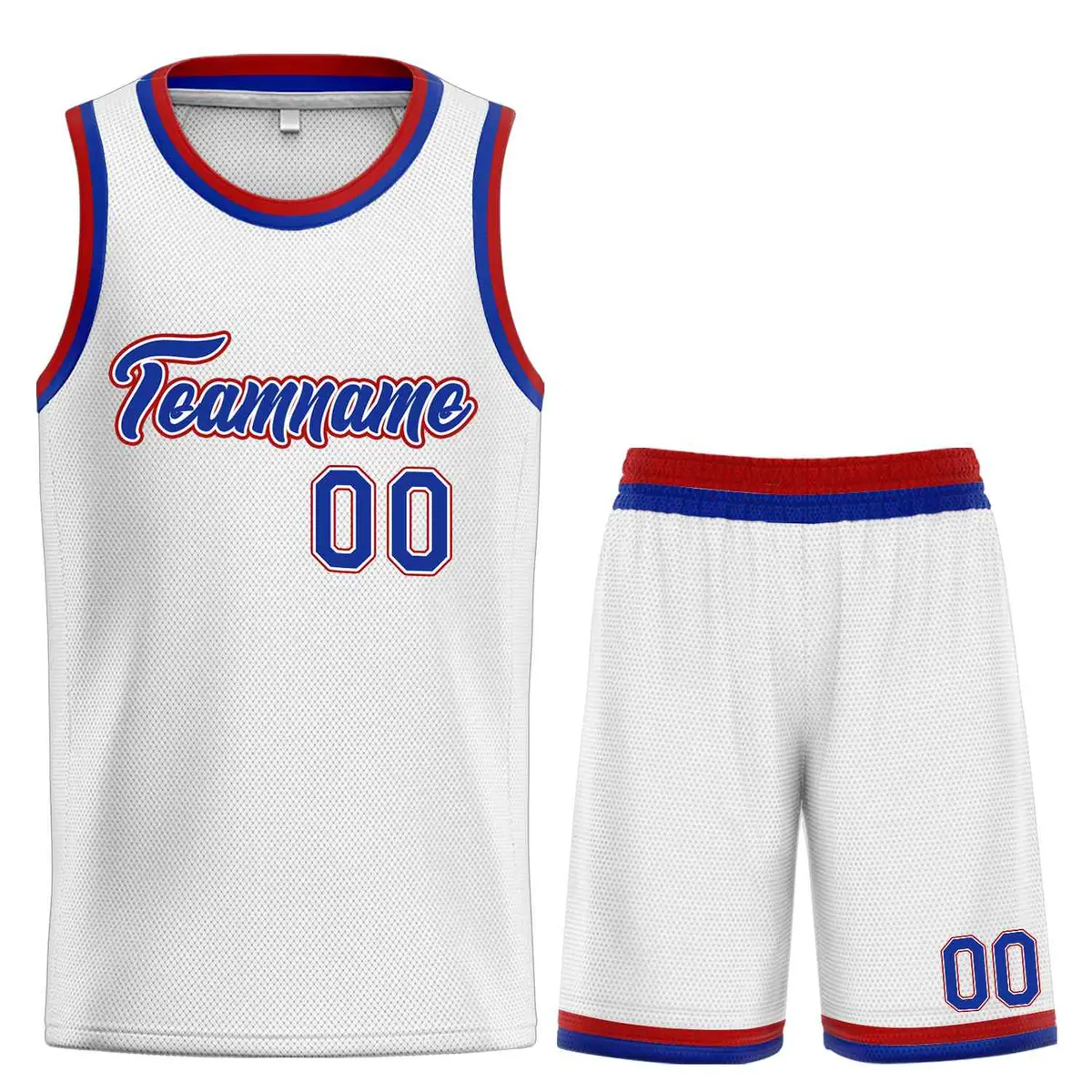Classic Heal Sports White Royal-Red Basketball Jersey Set