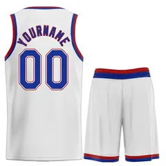 Classic Heal Sports White Royal-Red Basketball Jersey Set 2