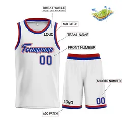 Classic Heal Sports White Royal-Red Basketball Jersey Set 3