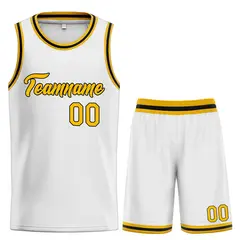 Classic Heal Sports White Yellow-Black Basketball Jersey Set