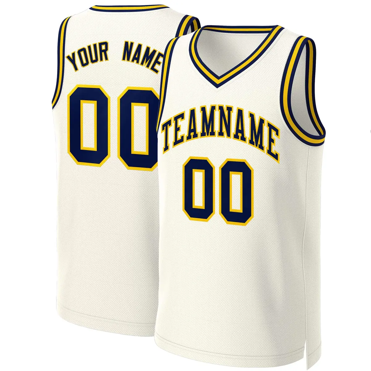 Classic Khaki Navy-Yellow Basketball Jersey