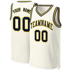 Classic Khaki Navy-Yellow Basketball Jersey 1