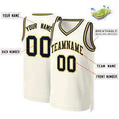 Classic Khaki Navy-Yellow Basketball Jersey 2