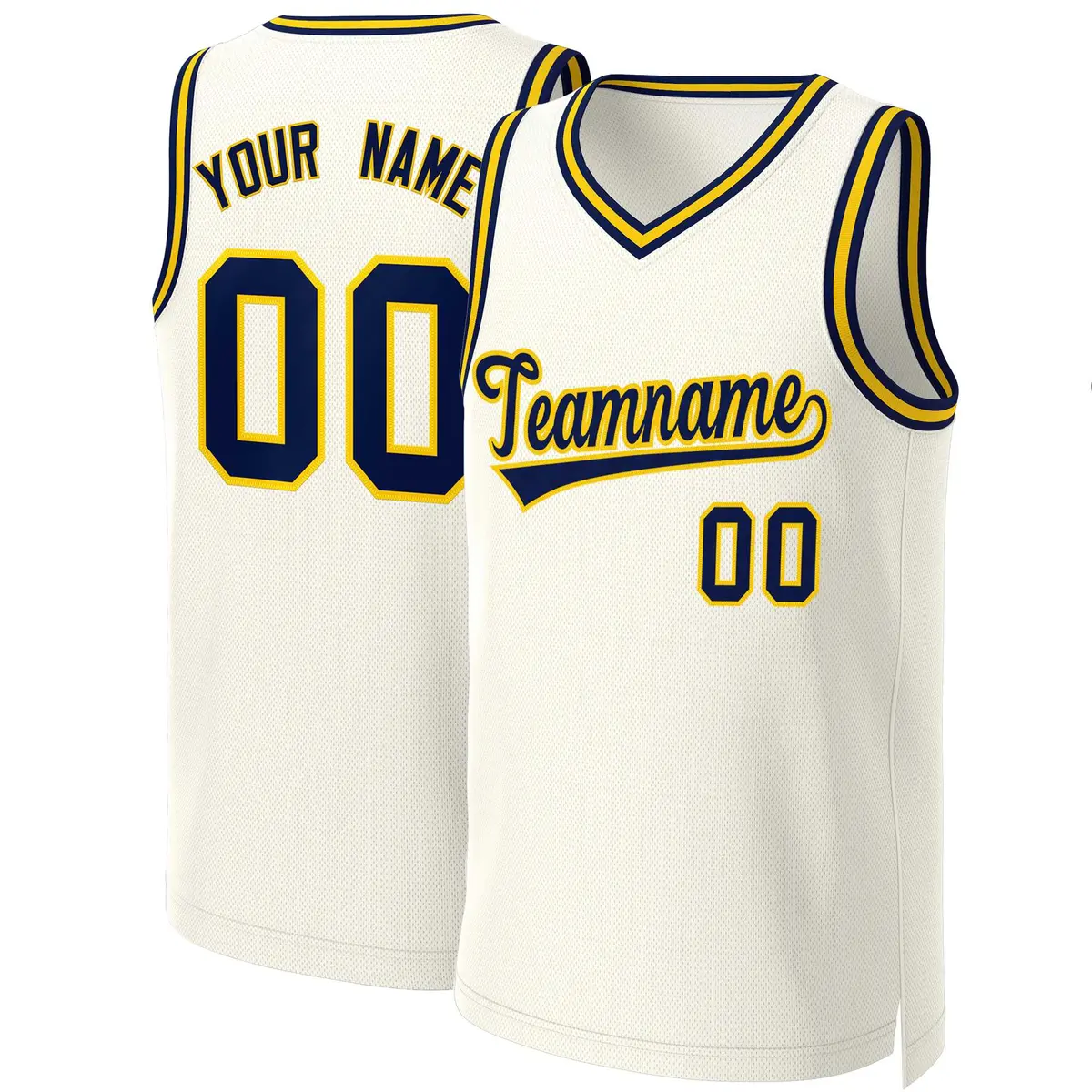 Classic Khaki Navy-Yellow Basketball Jersey