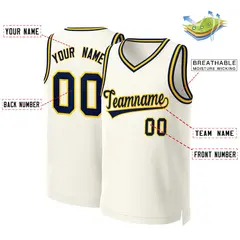 Classic Khaki Navy-Yellow Basketball Jersey 2