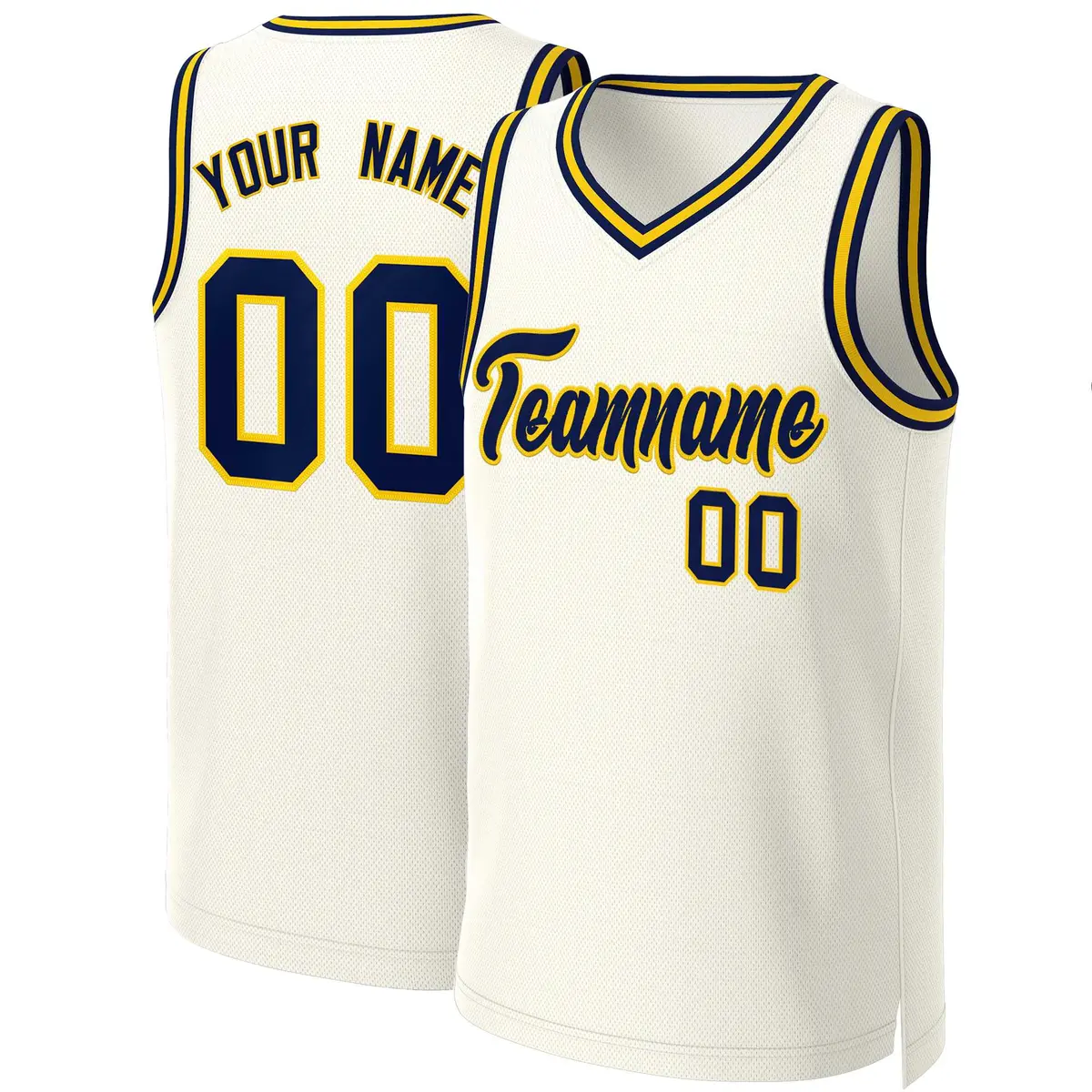 Classic Khaki Navy-Yellow Basketball Jersey