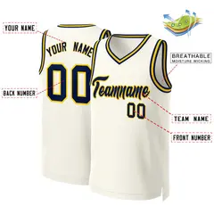 Classic Khaki Navy-Yellow Basketball Jersey 2