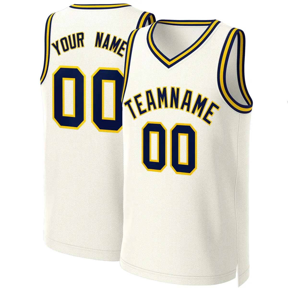 Classic Khaki Navy-Yellow Basketball Jersey