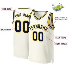 Classic Khaki Navy-Yellow Basketball Jersey 2