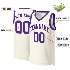 Classic Khaki Purple Basketball Jersey 2