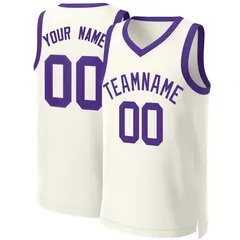 Classic Khaki Purple Basketball Jersey 1
