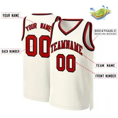 Classic Khaki Red-Black Basketball Jersey 2