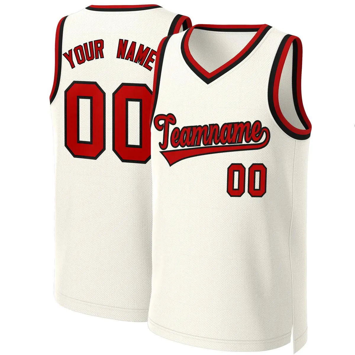 Classic Khaki Red-Black Basketball Jersey