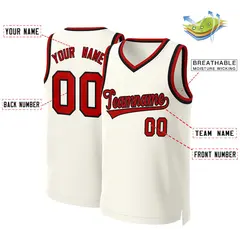 Classic Khaki Red-Black Basketball Jersey 2