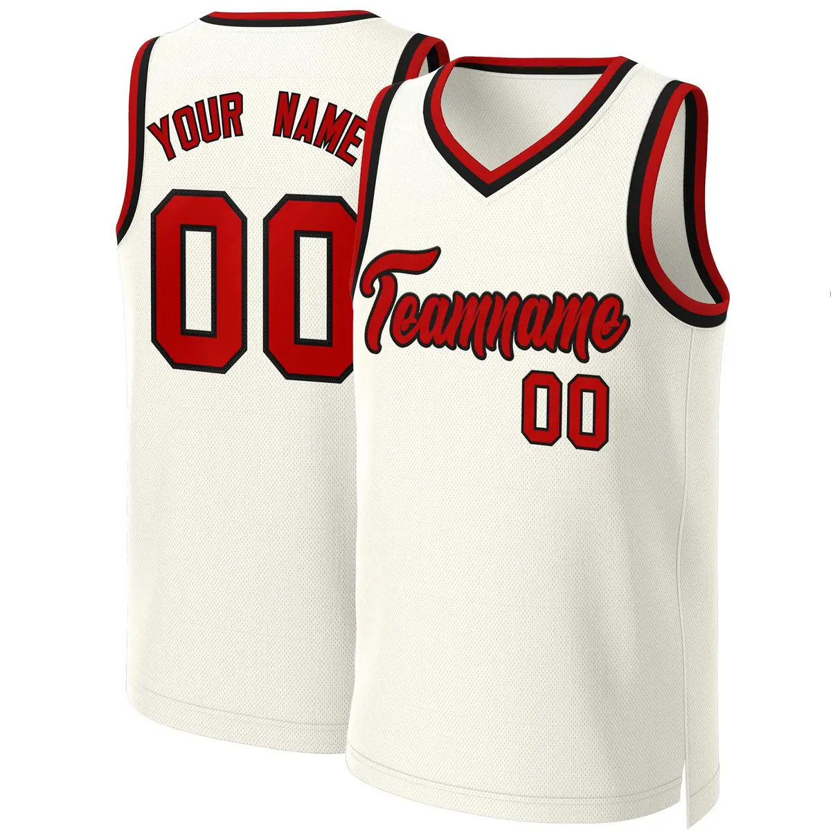 Classic Khaki Red-Black Basketball Jersey