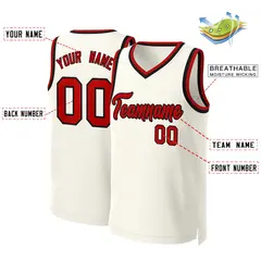 Classic Khaki Red-Black Basketball Jersey 2
