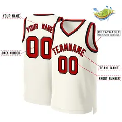 Classic Khaki Red-Black Basketball Jersey 2